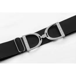 Ellany Black - 1.5" Silver Stirrup Equestrian Elastic Belt